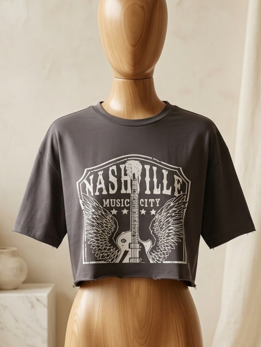 Shein Nashville Party People Cropped Raw Edge T-Shirt Size Large